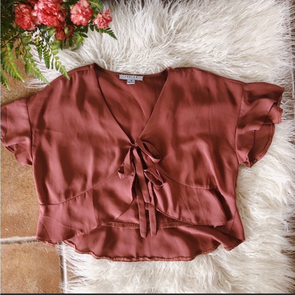 Boutique Burgundy Rust Color Tie Top